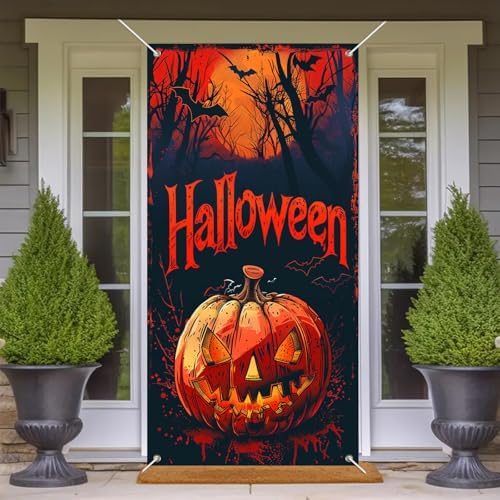 BlissYard Halloween Door Cover Jack Lantern Forest 35x71 Inch Polyester - Image 6