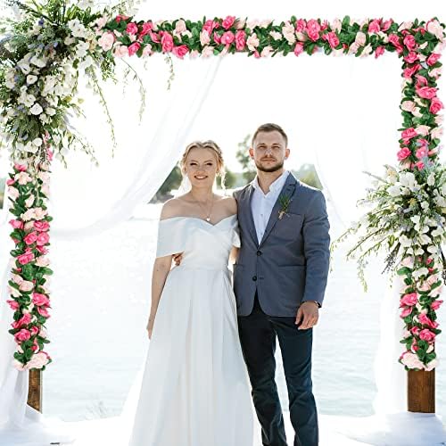 9 Pack 72 FT Artificial Flower Garland Fake Pink Roses Vines Silk Flowers - Image 4
