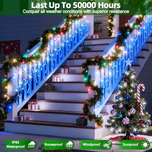 612 LED 60FT Christmas Lights, 136 Drops Icicle Lights with 12 Modes - Image 5