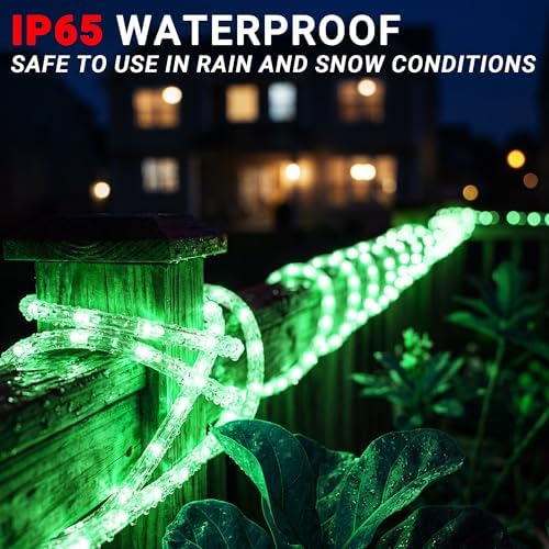 50ft Rope Lights For Outside,Connectable & Flexible Tube Lights with 8 Modes Controller,Waterproof Green LED Rope Lighting for Deck,Garden,Pool,Patio,Bedroom,Party,Indoor & Outdoor Landscape Lighting - Image 5