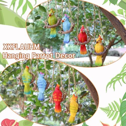 Hanging Parrot Garden Decor Tropical Patio Tree Plant Decor - Image 4