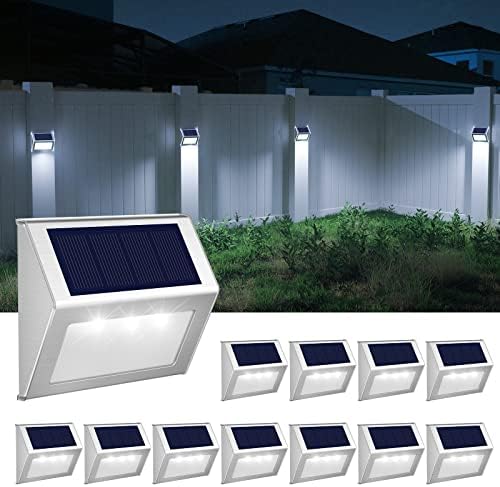 JSOT Solar Deck Lights Perfect for Fence, Step, Stair Decor-Cool White-12P by JSOT