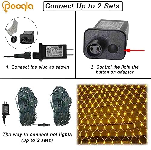 Pooqla Warm White Net Lights, 15x 5ft Christmas Lights Outdoor Green Wire - Image 4