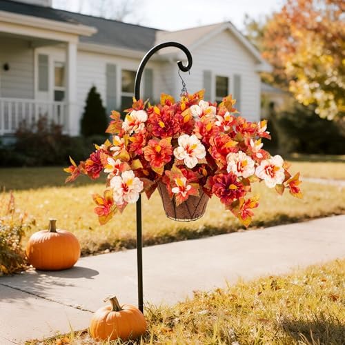 Artificial Fake Fall Hanging Flowers with Basket for Outdoors Decoration - Image 7