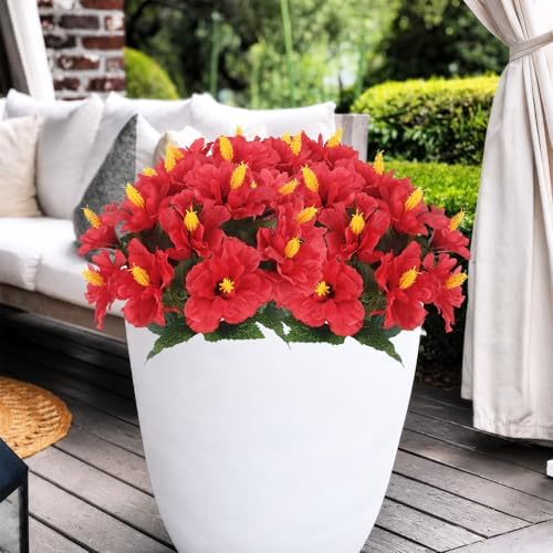 2 Pcs Artificial Hibiscus Flowers Red Fake Tropical Flowers - Image 6