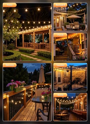 37Ft Outdoor String Lights with Remote, Dimmable G40 LED Bulbs, Waterproof - Image 7