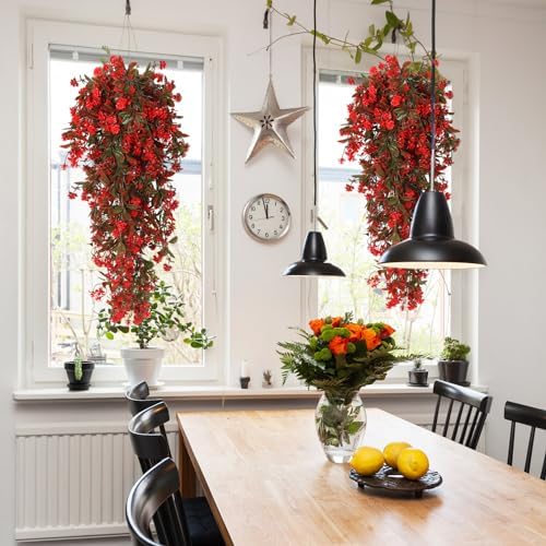RECUTMS Artificial Fake Hanging Flowers Plants for Outdoors Decor 2Pcs - Image 6