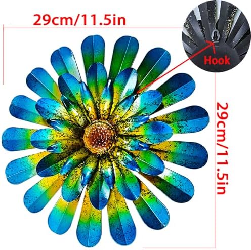 2 Pack Metal Flower Wall Decor, Hand-Painted Farmhouse Hanging Wall Art - Image 3