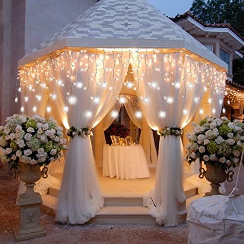 weillsnow White Icicle Lights Outdoor, 29.5 FT 360 LED Snowflake Icicle Lights with 72 Drops,Connectable Waterproof Hanging Christmas String Light for Indoor Outdoor Eaves Window Porch Decoration - Image 4