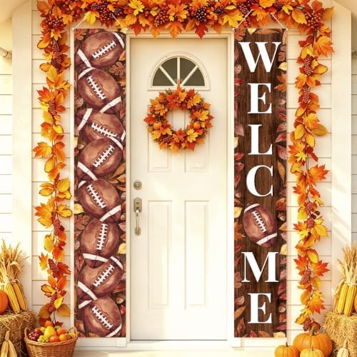 Fall Welcome Banner Porch Sign Football Banner Front Door Outdoor Decor by Xiolcxdr