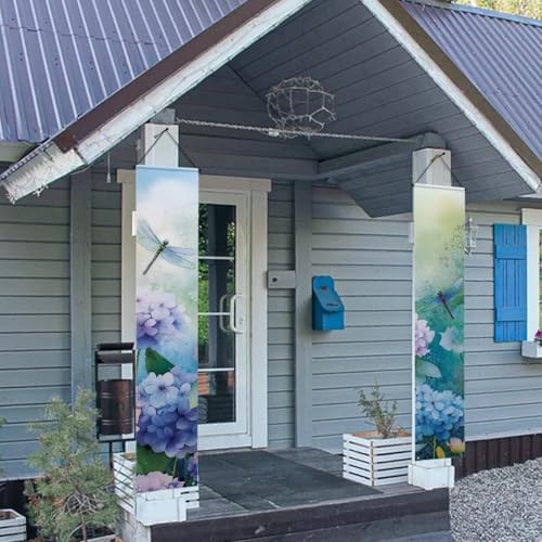 Dragonfly Hanging Banners Summer Porch Banners Flags Summer Door Hanging Decorations for Front Door Garden Home Yard Floral Party Decorations - Image 3