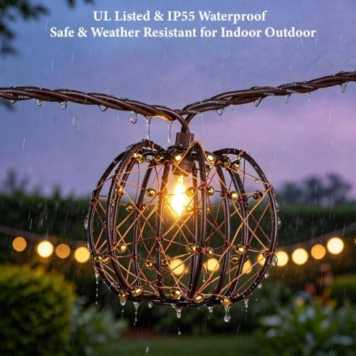 Decorative String Lights, 8.5ft with 10 Pumpkin Gold Beaded Copper Wire Lanterns, UL Certified Connectable Fairy Lights for Indoor Outdoor Patio Porch Garden Wedding Decor (1) - Image 4