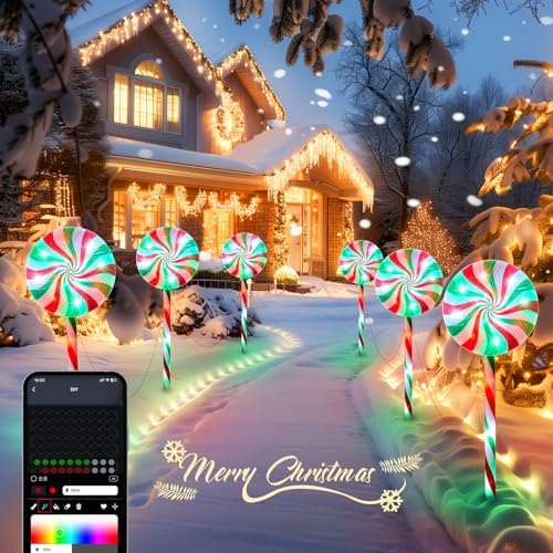 Brightown 6 Pack Smart Lollipop Christmas Pathway Lights Outdoor, 27inch - Image 3