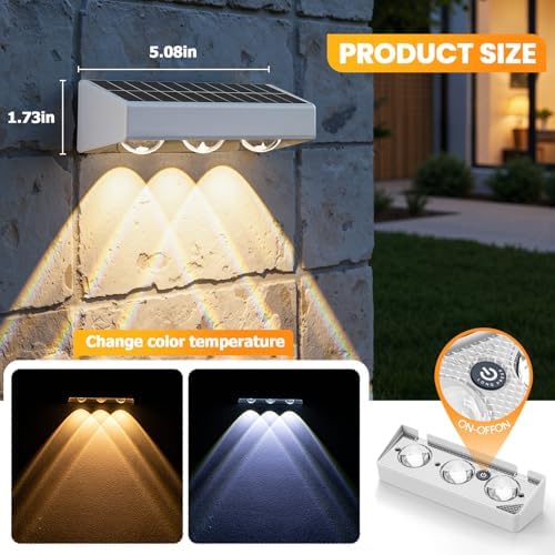 NIORSUN Solar Fence Lights, 12 Pack LED Outdoor Solar Deck Lights with Lenses, RGB Color, IP65 Waterproof, Solar Lights for Outside, Wall, Patio, Railing, Yard (White) - Image 4