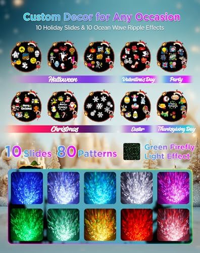 Halloween Projector Outdoor with Firefly & Ocean Wave Lights, 10 Slides - Image 2