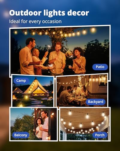 VIPAR Outdoor String Lights,25FT LED Patio Lights Waterproof 11 ST38 Bulbs - Image 7