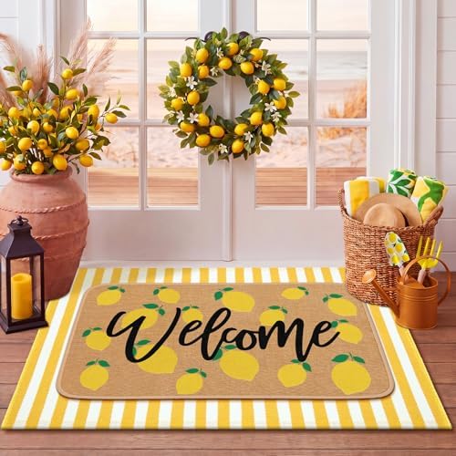 Tinideya 2 Pcs Summer Lemon Welcome Door Mats Outdoor - Image 5