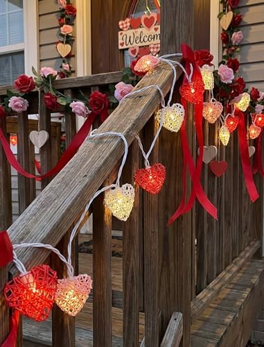 Red Pink and White Heart Shape String Lights, 8.5Ft Valentine's Day Decorations Lights with 10 LED Heart Light Bulbs, Hanging Window Fairy Lights for Indooe Outdoor Wedding Anniversary Valentine Decor - Image 5