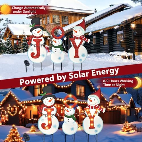 BRIGHTDECK 3 Pack Christmas Snowman Yard Signs Outdoor Decorations - Image 3
