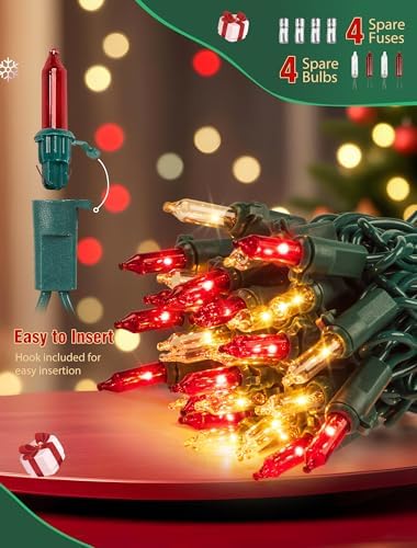 Hopolon 2 Pack Total 26 FT 100 Count Christmas Lights Indoor, Green Wire - Image 6