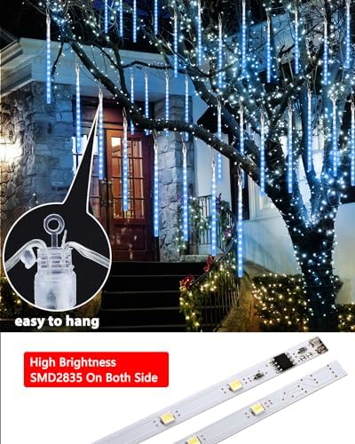 Flacchi Christmas Lights 20 Tubes Blue Meteor Shower Icicle Lights 480 LED - Image 4