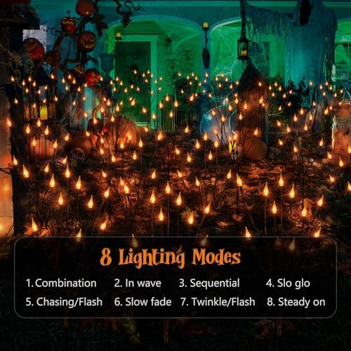 ODEETRONIC Halloween Pathway Lights, 3 Pack Orange Candle Stake Lights - Image 3