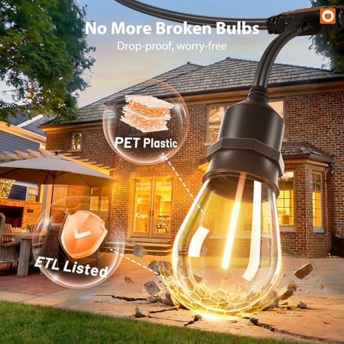 addlon 50FT Outdoor String Lights with Remote Dimmable Waterproof Patio - Image 3