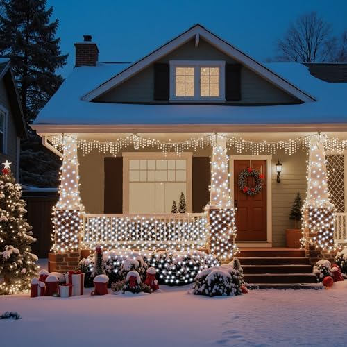 JOYIN 360 LED Christmas Net Lights,16.4 X 6.5 FT Christmas Mesh Lights with 8 Modes, Connectable, Waterproof for Bushes Trees Yard Indoor Outdoor Xmas Decorations (Cool White) - Image 6
