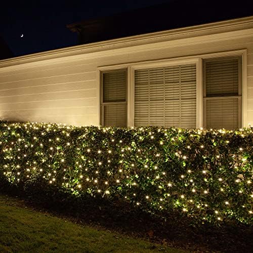 Wintergreen Lighting Set of 100 Warm White LED Net Lights - Christmas Outdoor Decorations, Green Wire (4 x 6 ft, 5mm Lights) - Image 4