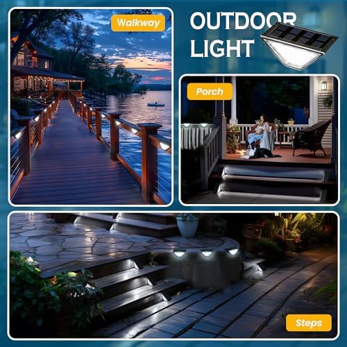 Solar Step Lights, Stair Lights Outdoor Waterproof Decor 6 Pack Cold White - Image 2