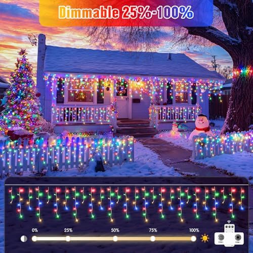 JMEXSUSS Multicolor Icicle Christmas Lights with Remote, 400 LED 38.8Ft - Image 3