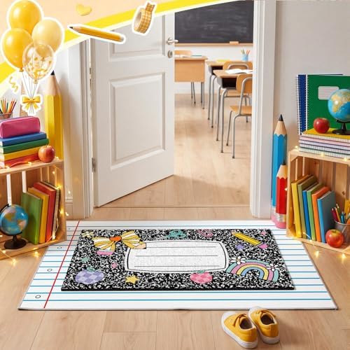 Duraaamo Back to School Doormat Composition Notebook Classroom Rug 2 Pack - Image 5