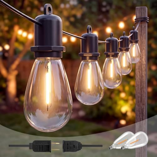 100FT Outdoor String Lights for Patio with 50+2 Shatterproof LED Bulbs by LightupYourLife