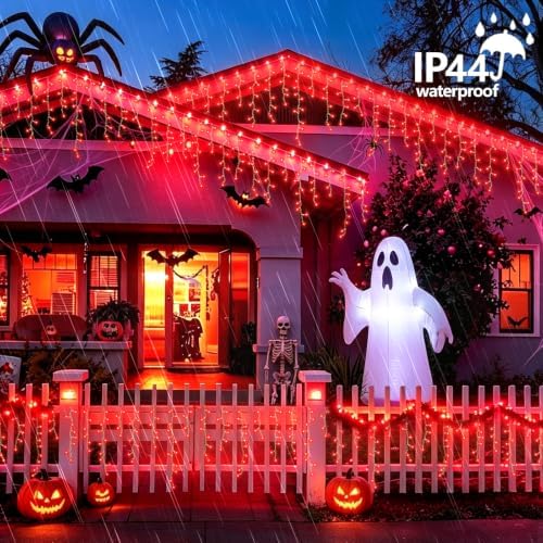 YEGUO 66ft 800 LED Icicle Lights Outdoor Waterproof, 160 Drops Halloween Lights Connectable, 8 Modes Icicle Christmas Light with Memory(Red) - Image 7
