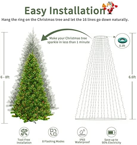 VIL Smart Christmas Tree Lights, 6.6Ft 16 Line 400 RGB LED Multicolor Changing, Voice App Controlled, Indoor Outdoor, Compatible with Alexa(2.4GHz) - Image 2