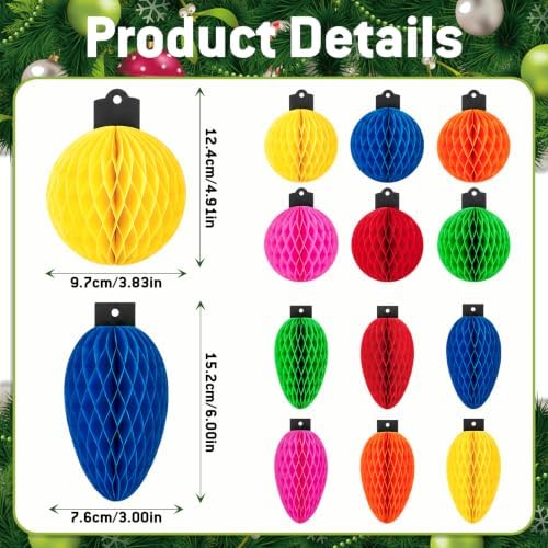 Christmas Light Honeycomb Ball Hanging Decor, 12 Pcs - Image 5