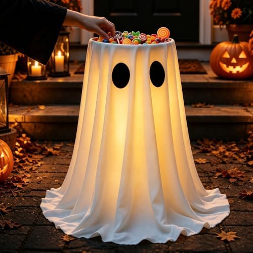 USB Powered Halloween Ghost Candy Bowl Stand w/ 8-Mode Remote LED Lights by Unknown