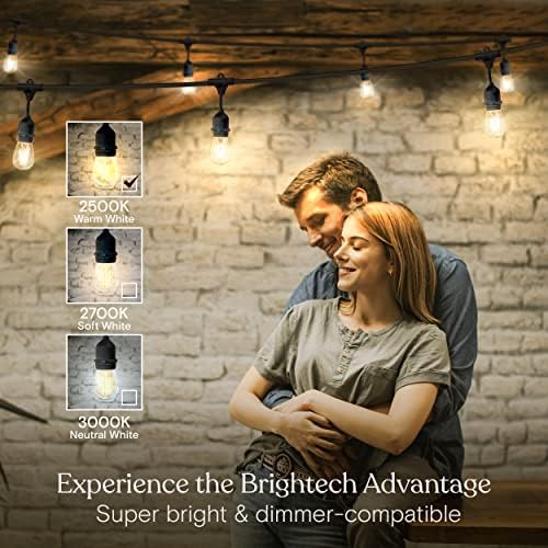 Brightech Ambience Pro - Waterproof LED Outdoor String Lights - 7 Hanging, Dimmable 2W Vintage Edison Bulbs - 24 Ft Commercial Grade Patio Lights Create Cafe Ambience in Your Backyard - Image 4