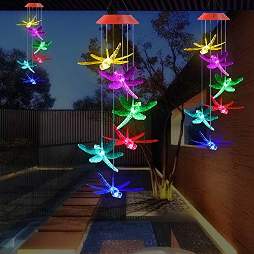 Solawindchime Dragonfly Wind Chimes Gifts for Women, Color Changing Solar Wind Chime Outdoor Decor, Waterproof Solar Lights, Romantic Dragonfly Wind Bells, Solar Powered Wind Chime Garden Decoration - Image 2