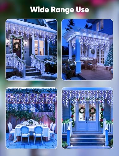 Brightown Icicle Christmas Lights Outdoor,40FT 1200LED Cluster Icicle Light - Image 7