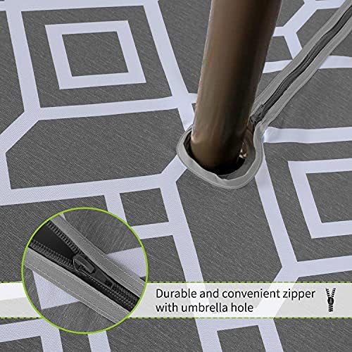 LUSHVIDA Moroccan Outdoor Tablecloth with Umbrella Hole, 60x102 Inch Grey - Image 5