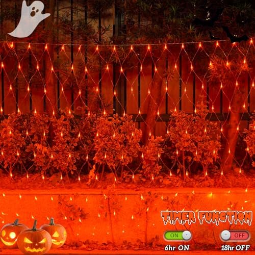 YEGUO 360 LED Orange Halloween Net Lights Outdoor Waterproof - Image 4