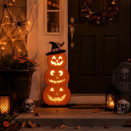 Halloween Decorations LED Light Up Pumpkin Decor Spooky Sound Porch Sign - Image 5