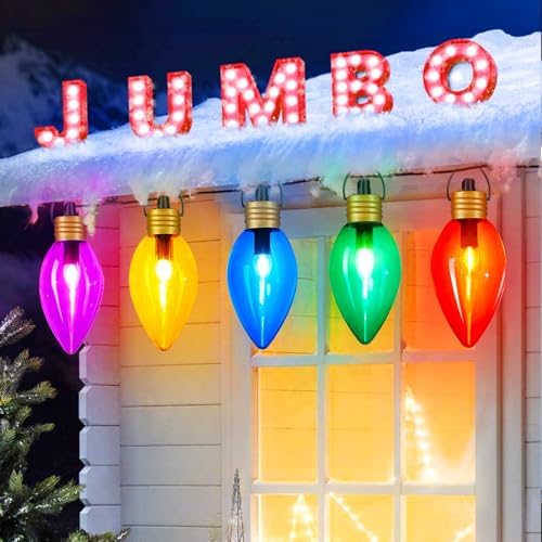 11Feet 5 LED Super Jumbo Christmas String Lights or Pathway Marker Lights, Outdoor Xmas Decorations- Jumbo C9 Hanging Lights Waterproof Lawn Dec for Holiday Home Tree Roof Yard Garden, Multicolor by Brightown