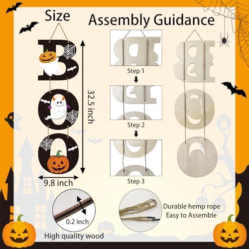 Halloween Door Decorations Halloween Door Sign Ghost Pumpkin Decor Boo Sign - Image 2