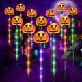 12 Pack Halloween Outdoor Decorations Solar Pathway Stake Pumpkin Lights by AHAORIGIN