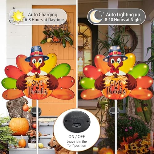 Hexagram Thanksgiving Decorations Outdoor, Turkey Solar Garden Stakes - Image 4