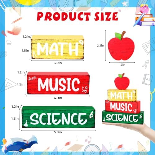 4 Pcs Back to School Wooden Tiered Tray Decor, Classroom Table Decorations - Image 2