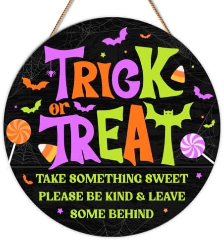 Trick or Treat Halloween Candy Sign Halloween Door Decor for Home by Unknown