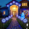 Brightown Large Snowflake Pathway Lights,Total 20-Pack 34" Outdoor Snowflake Christmas Lights Decor for Yard, 8 Modes Sidewalk Marker Stake for Driveway Walkway, IP44 Waterproof, Blue and White by Brightown